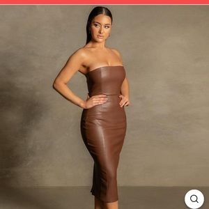 Pamela Strapless Faux Leather Dress